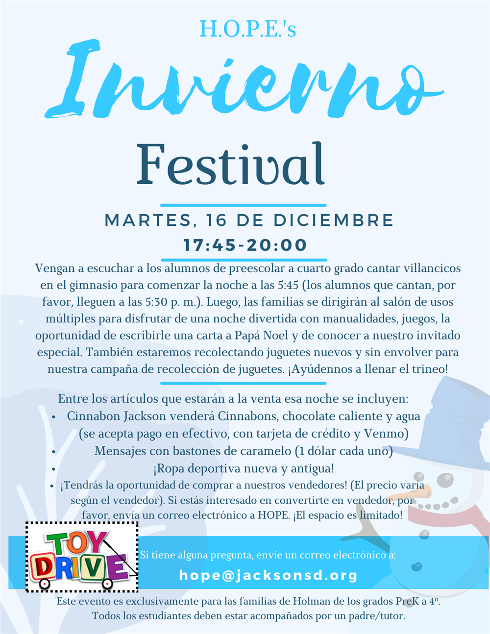 Winter Festival 2025 Spanish